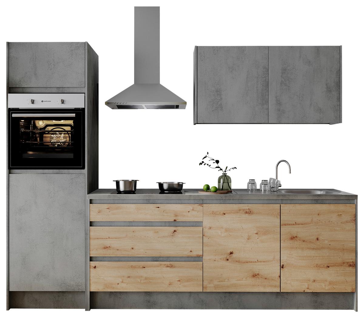 Küchenblock Troja Anthr./Eiche Dekor B: 273 cm - Anthrazit/Eiche Artisan, Design, Holzwerkstoff (273cm) - MID.YOU