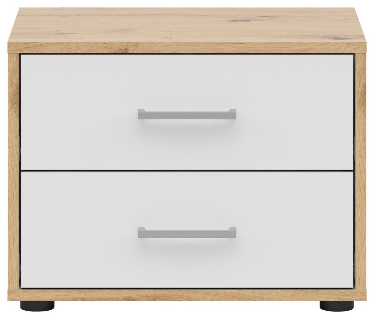 Éjjeliszekrény Smart 2 50/38cm - szürkésfehér/Artisan tölgy, Basics, faalapú anyag (50/38/35cm)