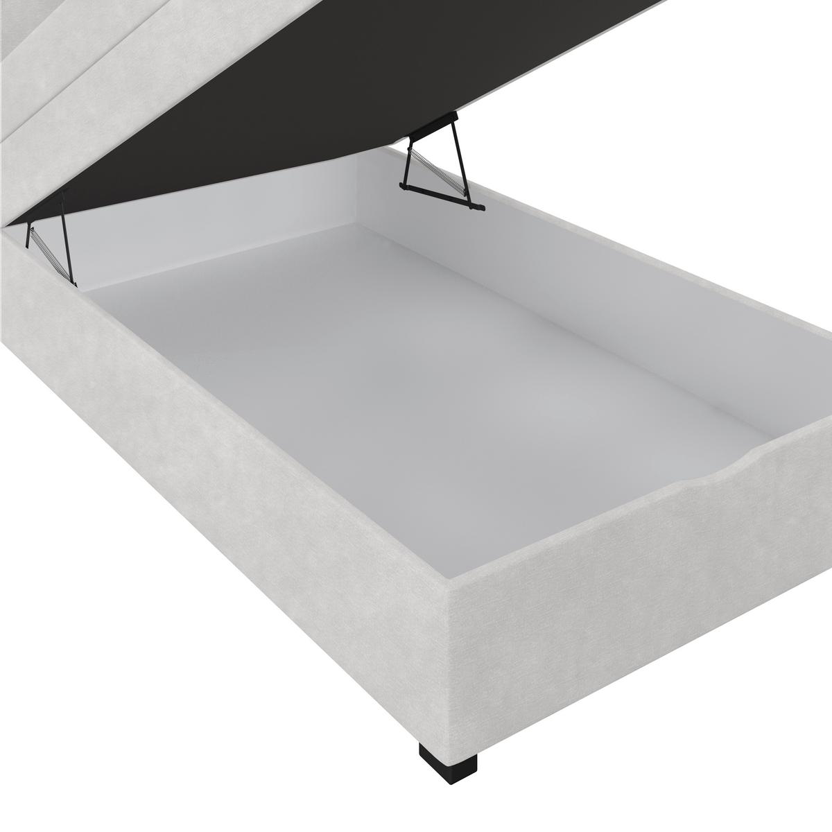 Boxspringbett mit Topper & Bettkasten 100x200 Lauro - Creme/Schwarz, Trend, Textil (100/200cm)