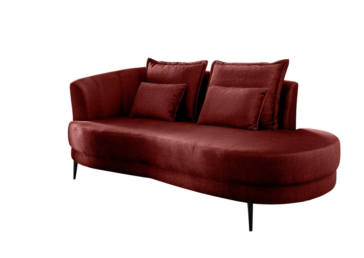 Ottomane Pistaccio Koralle Velours, Rücken Echt B: 211 cm - Koralle/Schwarz, MODERN, Textil (211/85/101cm) - Livetastic