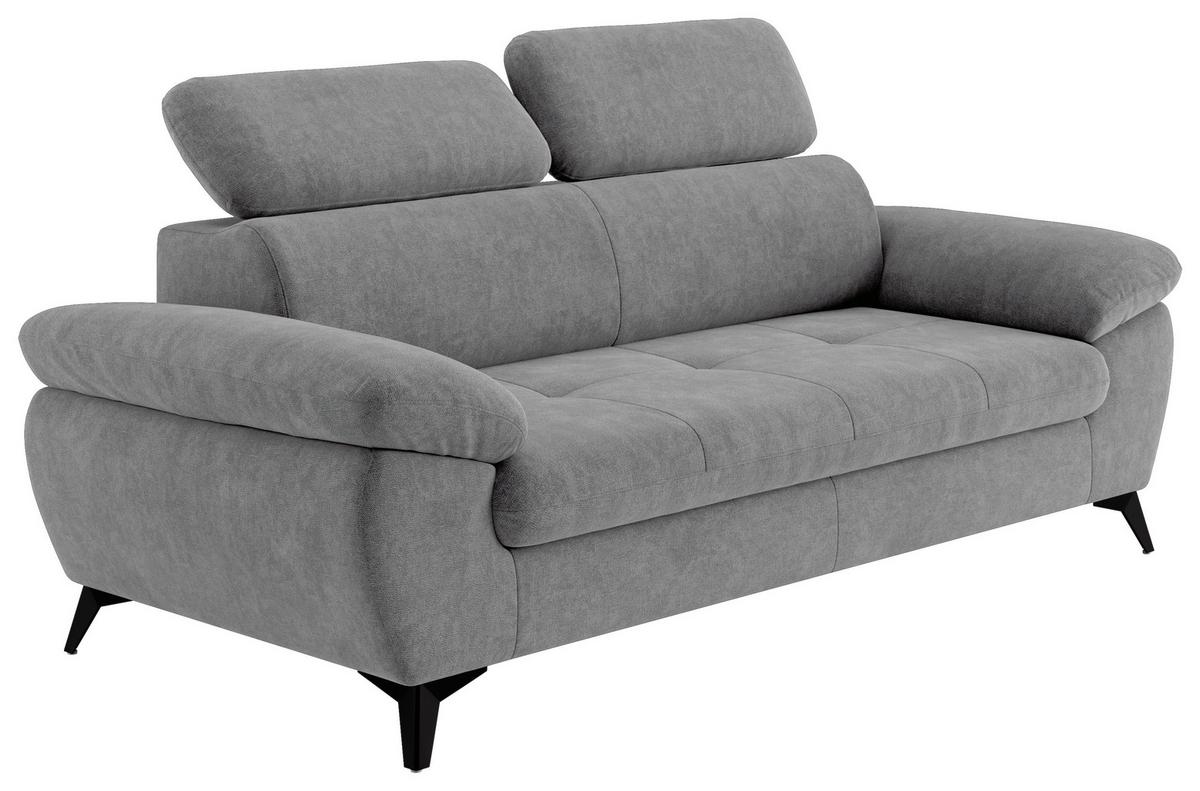 3-sitzer-sofa Hudson Grau B: 215 Cm - Schwarz/Grau, Textil (215/84/100cm) - MID.YOU