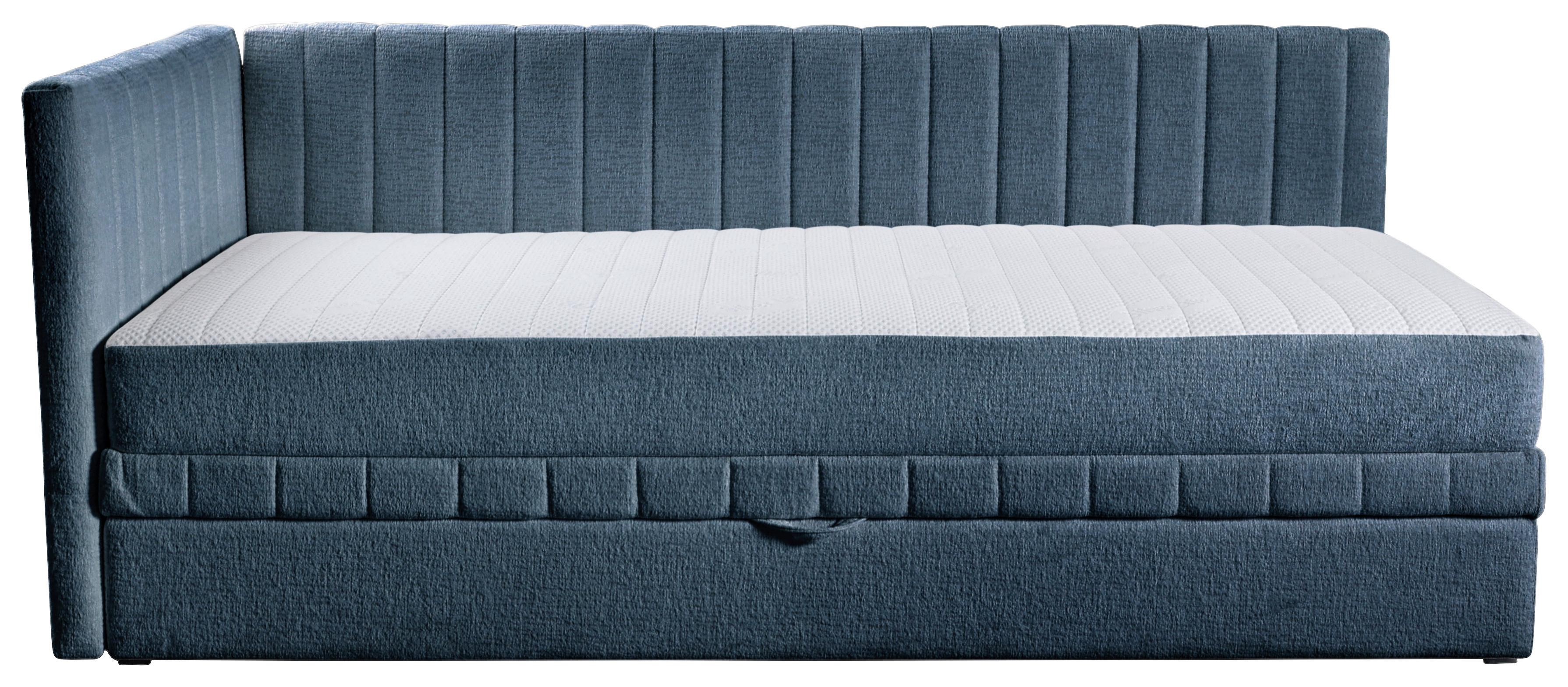 Schlafsofa Roma, Blau B: 212 Cm - Blau/Schwarz, Design, Holz/Holzwerkstoff (212/83/99cm) - MID.YOU