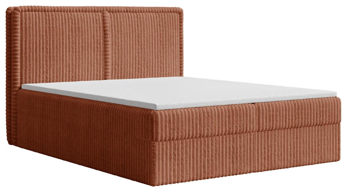 Boxbett Barcelona mit Topper 180x200 - Terracotta/Schwarz, MODERN, Holz/Kunststoff (180/200cm) - Livetastic