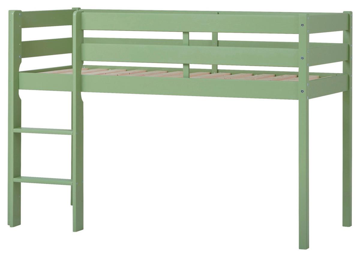 Hochbett Eco Comfort Grün, Lf: 70x160 Cm - Naturfarben/Grün, MODERN, Holz (70/160cm) - MID.YOU