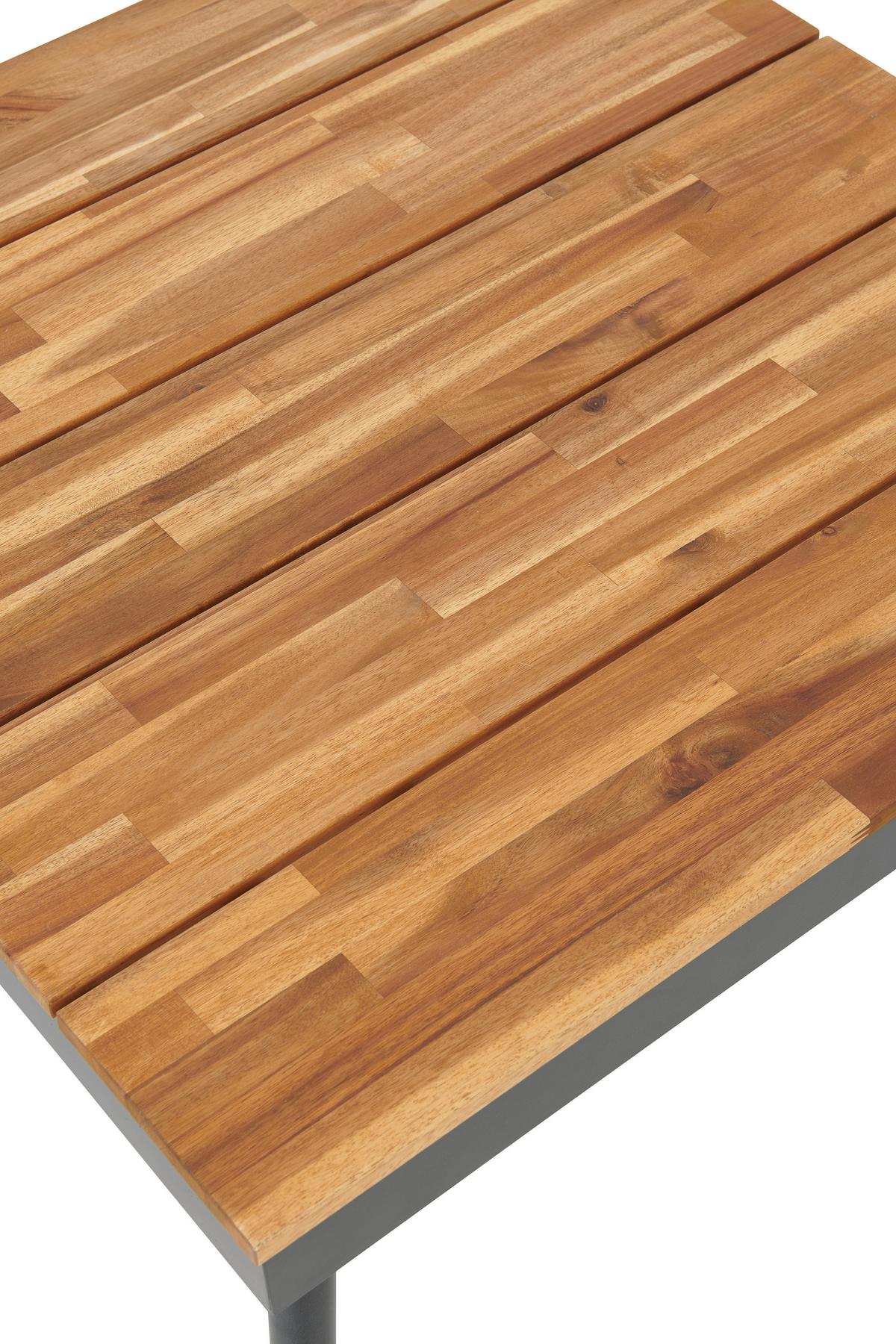 Terasová sedacia súprava MANOCA - farba akácie/sivá, Modern, kov/drevo (247/247cm) - Beldano