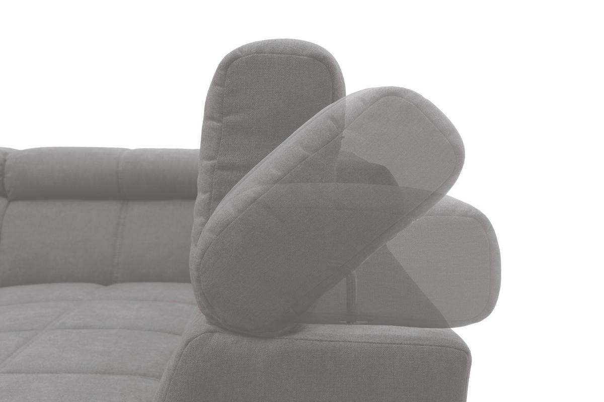 Wohnlandschaft Brandon Kopfteilverstellung Silber - Silberfarben/Schwarz, Design, Textil (175/359/228cm) - MID.YOU
