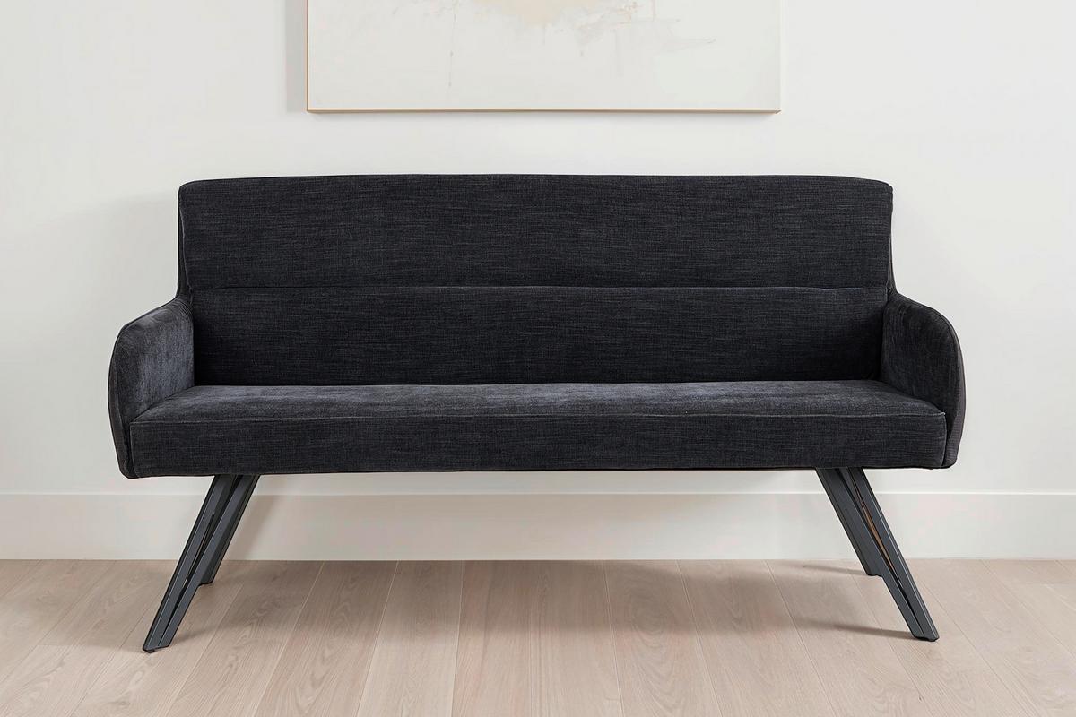 Sitzbank Tino - Schwarz, MODERN, Textil/Metall (160/94/67cm) - MID.YOU