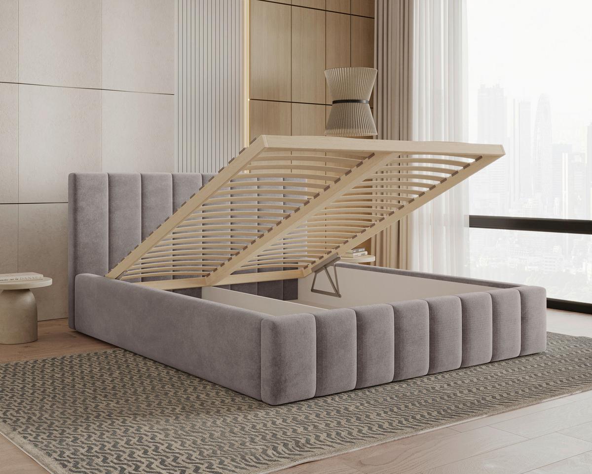 POLSTERBETT Sky Taupe 160x200cm - Taupe/Schwarz, MODERN, Holz (160/200cm) - MID.YOU