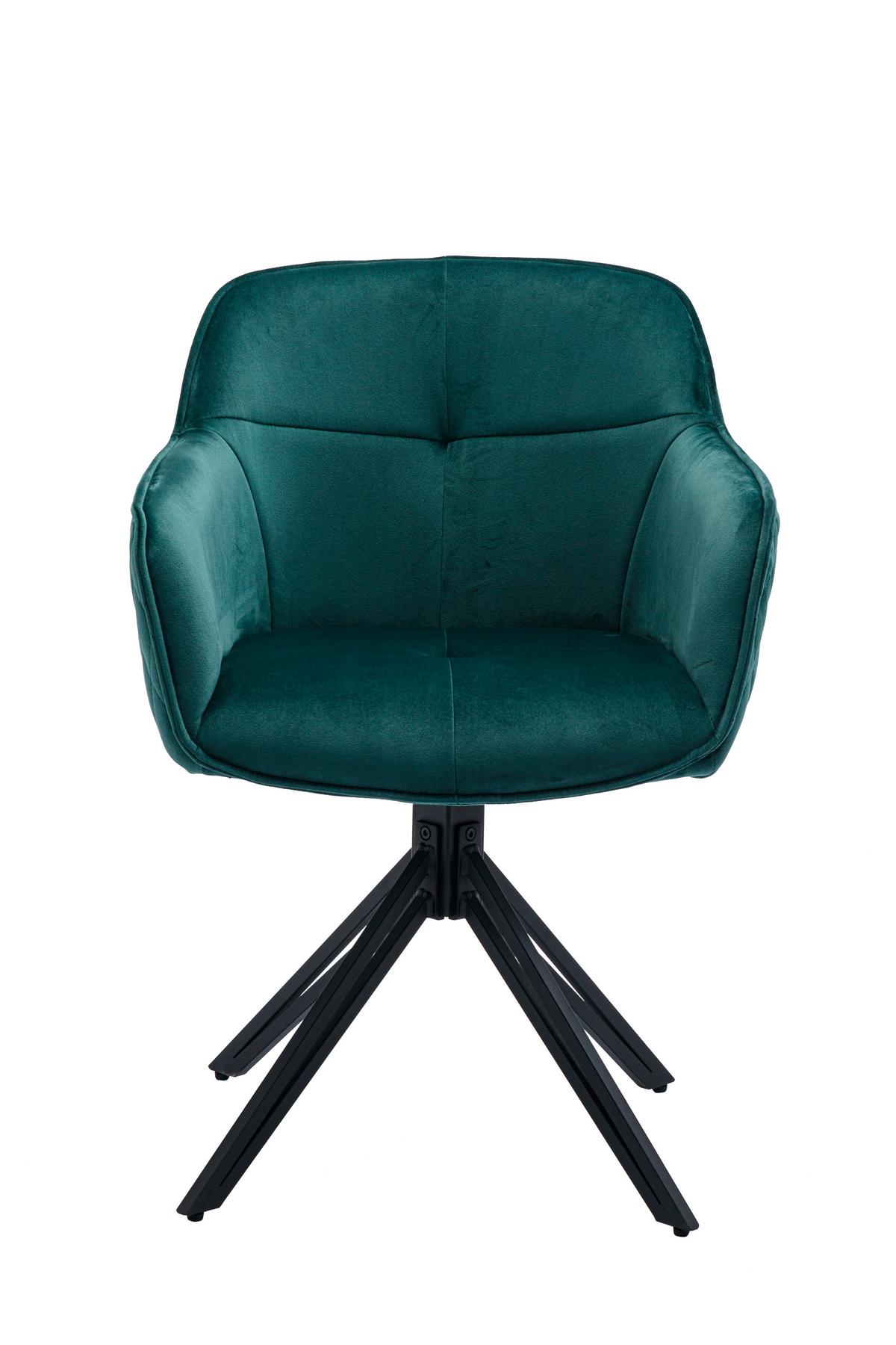 Židle s područkami EMMA, zelená - černá/zelená, Moderní, kov/textil (59/82/62cm) - MID.YOU