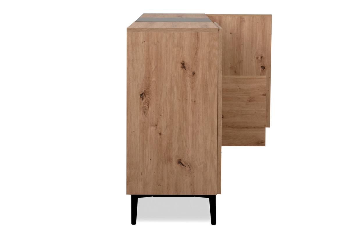 Kommode B 120 cm Nola, Eiche Dekor/Schwarz - Eichefarben/Schwarz, KONVENTIONELL, Holzwerkstoff (120/90/42cm) - MID.YOU