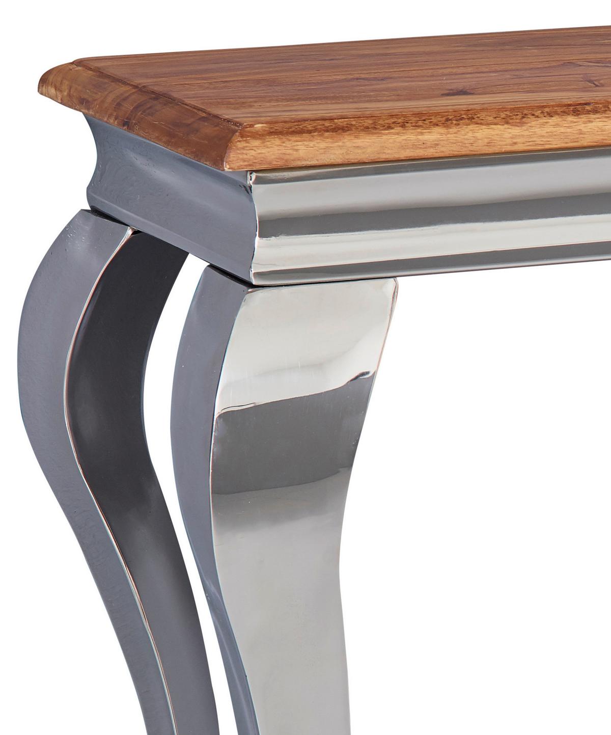 Konsolentisch Massiv, B: 130 cm Beine Metall Sheeshamfarben - Silberfarben/Sheeshamfarben, MODERN, Holz/Metall (130/42/76,5cm) - MID.YOU