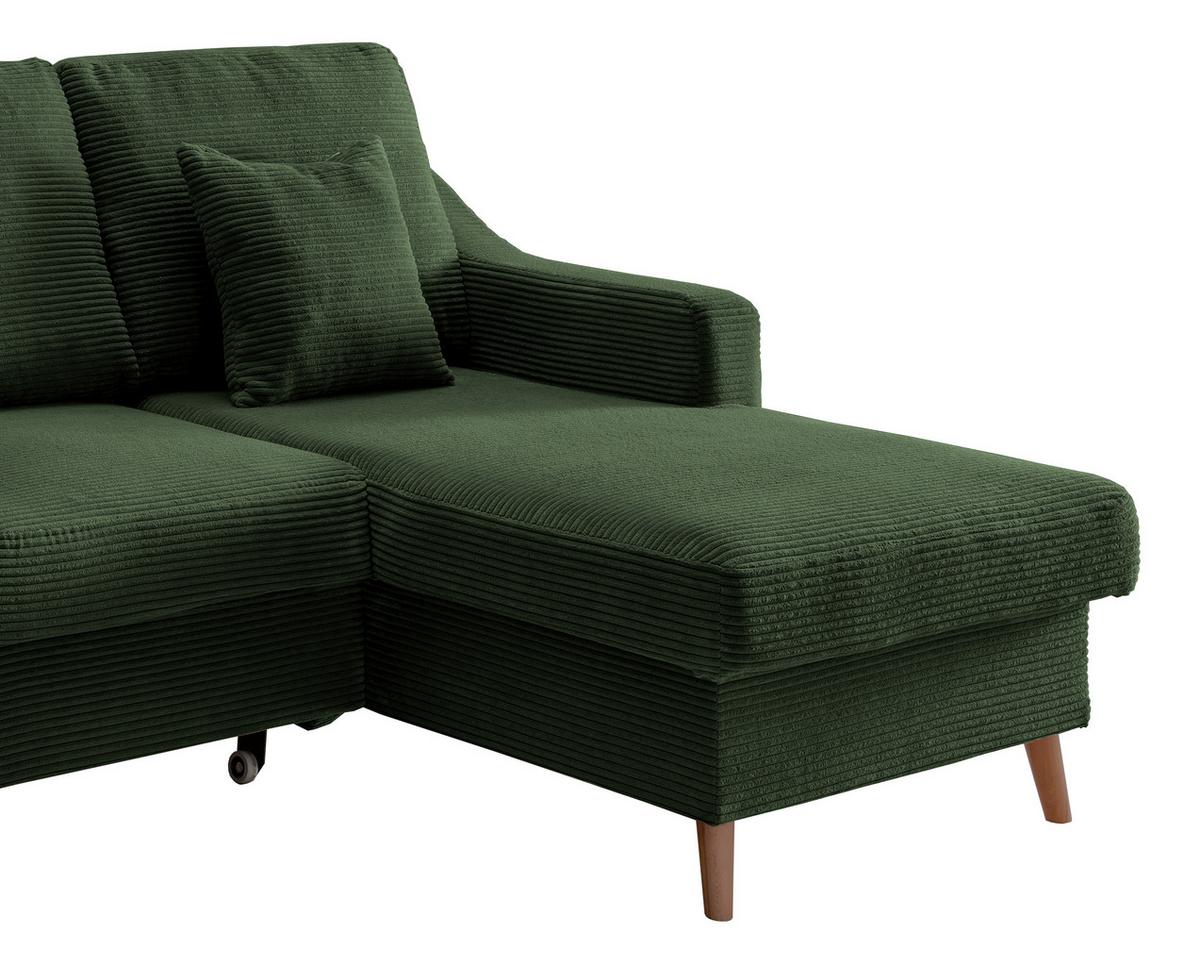 Ecksofa Valentina - Dunkelgrün/Naturfarben, Design, Textil (228/150cm) - P & B