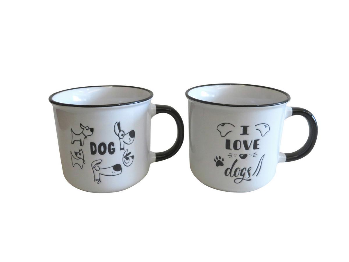 Sada šálok DOGS - čierna/biela, Konventionell, keramika (9,8/9,2cm) - Mömax