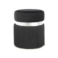 Hocker Rebecca Samt Schwarz Silber DxH 38x45 cm - Silberfarben/Schwarz, Design, Kunststoff/Textil (38/45/38cm) - Kayoom