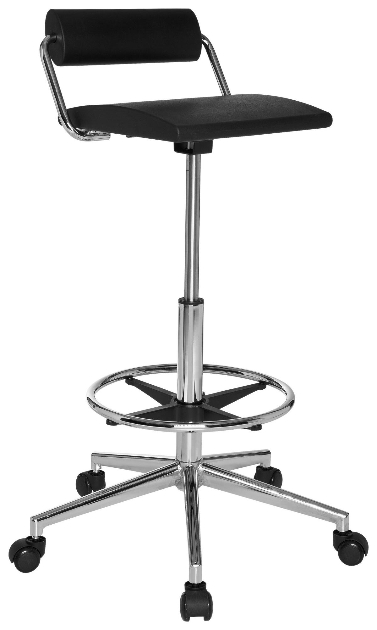 Bürohocker Top Work 28 Höhenverstellbar Schwarz - Schwarz, MODERN, Kunststoff/Metall (62/80/62cm) - MID.YOU