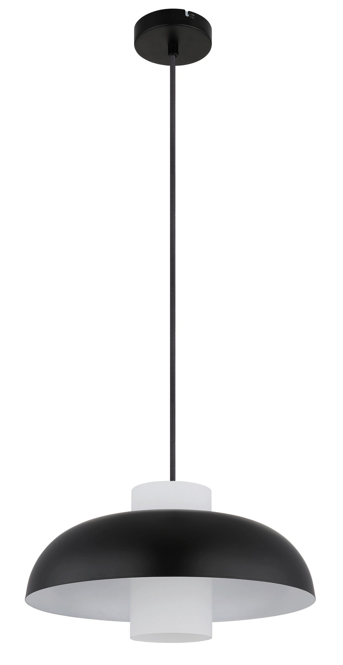 Hängeleuchte 15755s - Schwarz/Weiß, Trend, Glas/Textil (38/120cm) - Globo