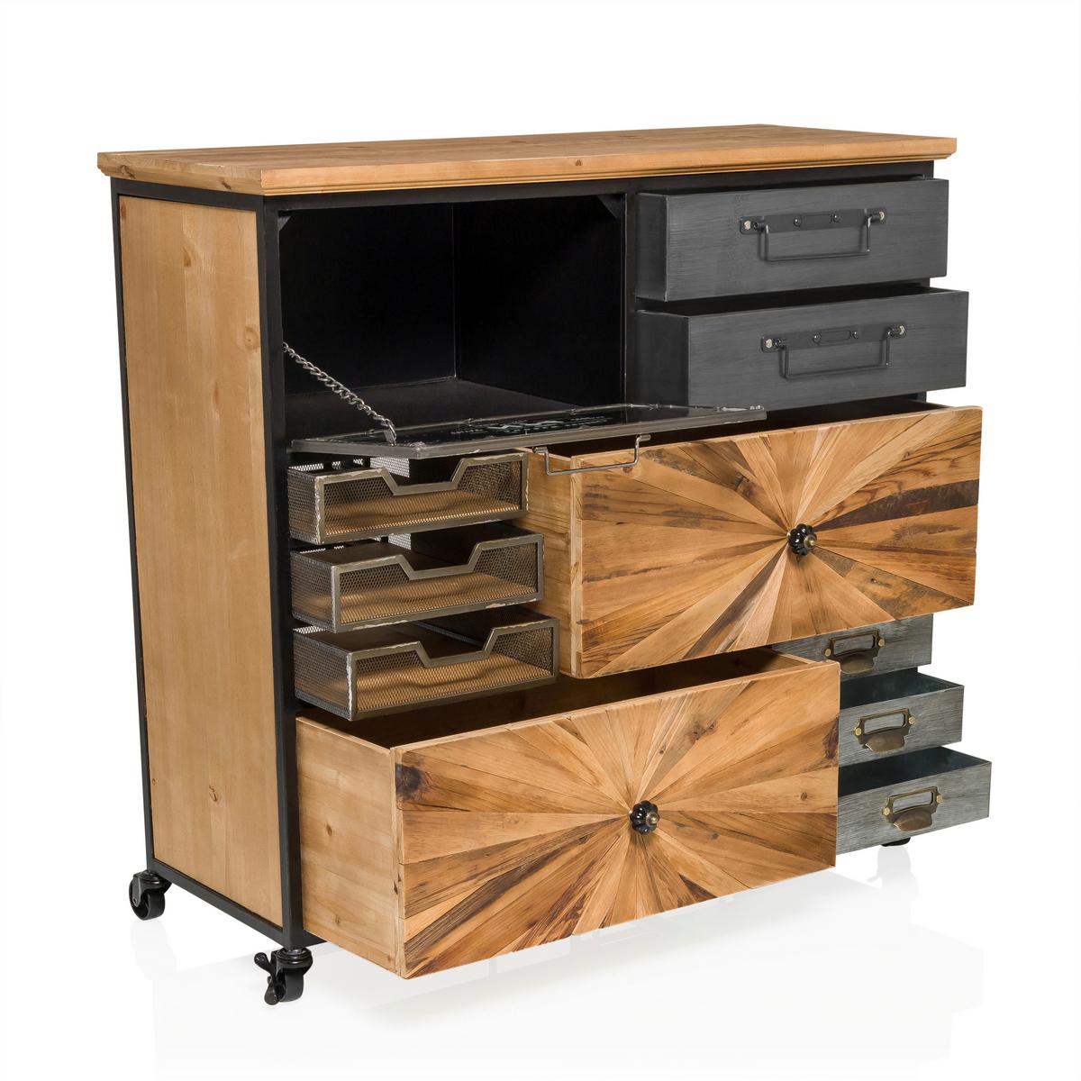 Sideboard Continento Xl Dunkelgrau/naturfarben B: 60cm - Dunkelgrau/Naturfarben, MODERN, Holz/Kunststoff (88/84/34cm) - MID.YOU