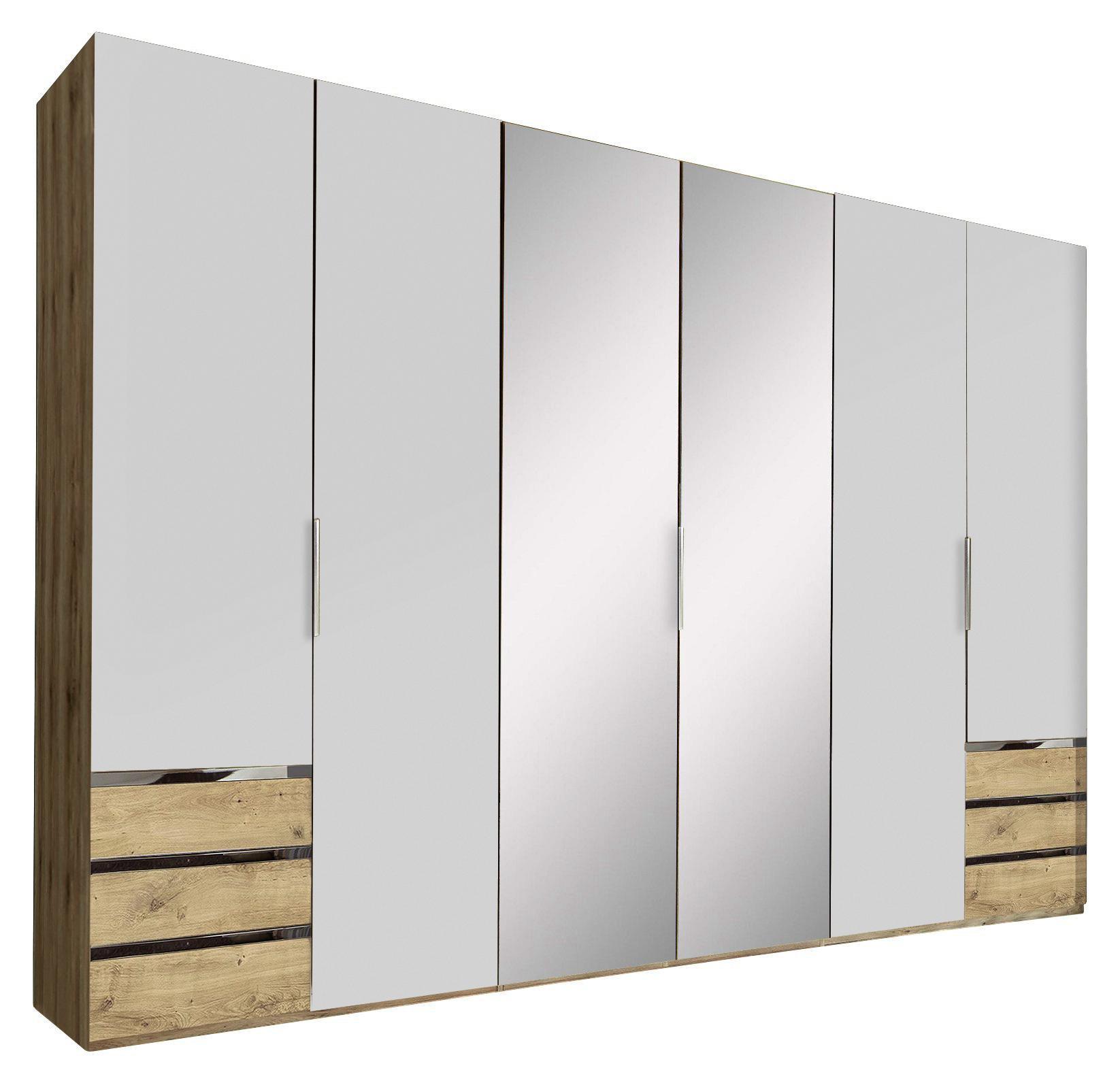 Drehtürenschrank Level 36a B:300cm Weiß/Eiche Dekor - Eichefarben/Weiß, MODERN, Holzwerkstoff (300/216/58cm)