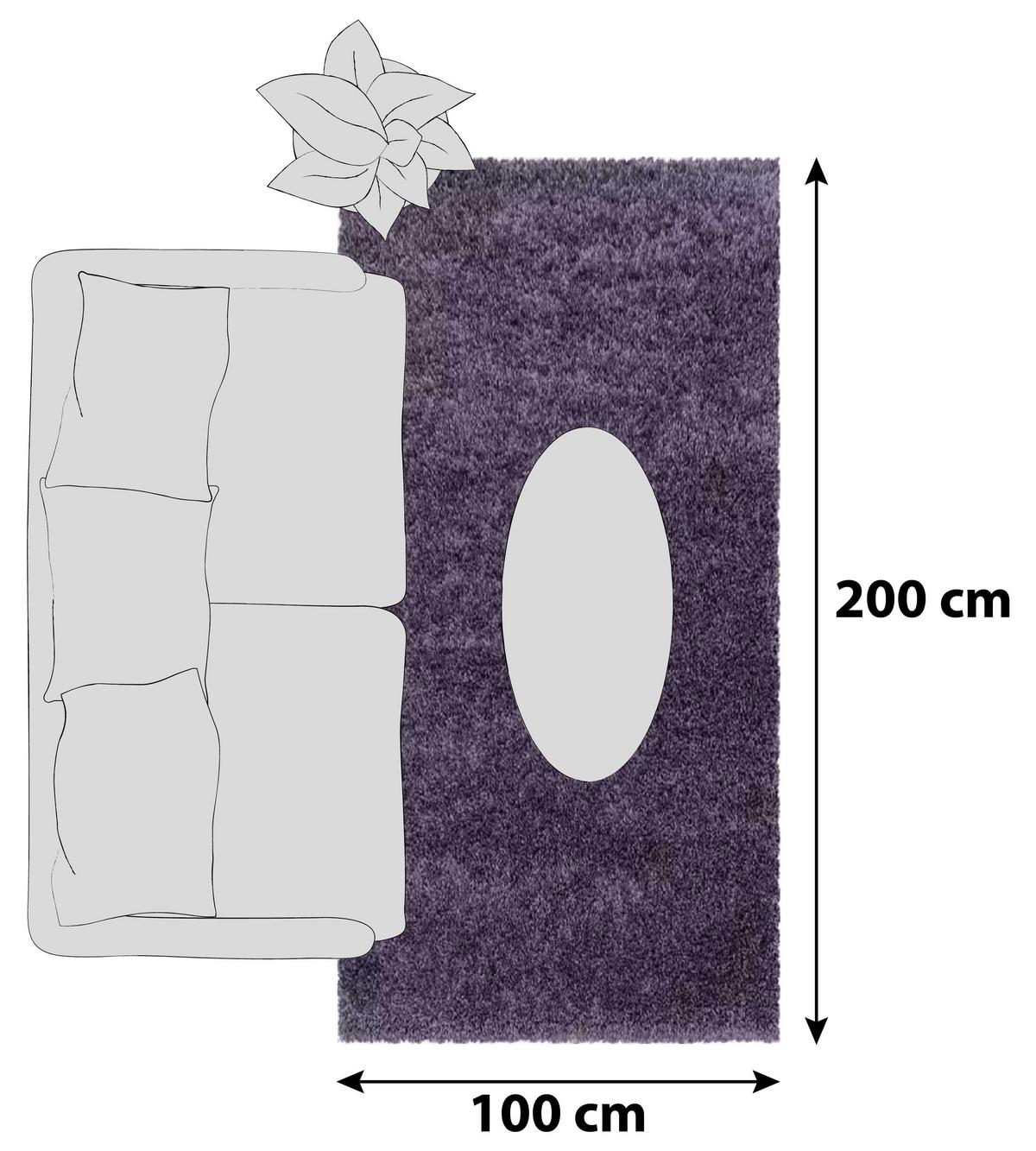 Hochflor Teppich Violett Naturfaser Sydney 100x200 cm - Violett, Basics, Textil (100/200cm)