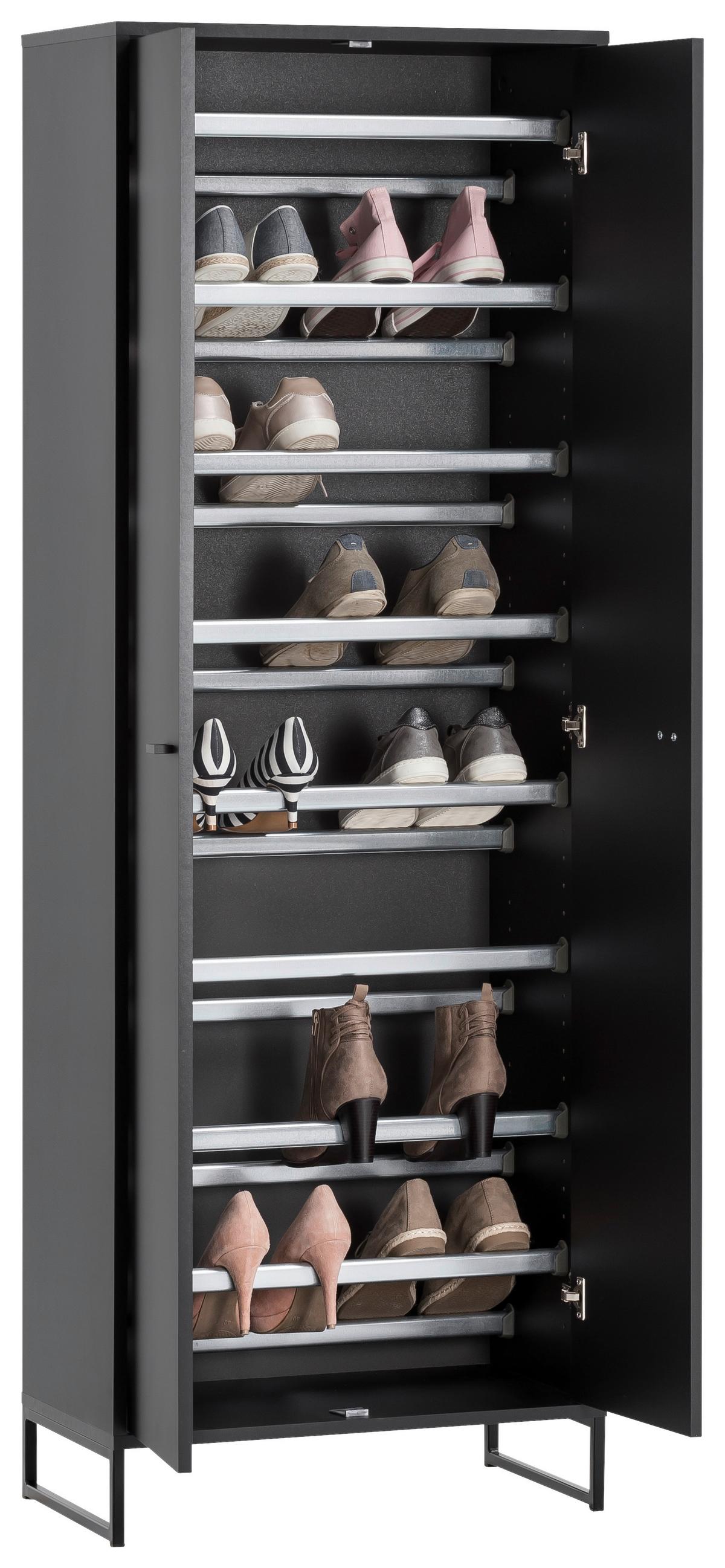 Schuhschrank Janne Schuhschrank 600 - Schwarz, LIFESTYLE, Holzwerkstoff (60,2/169,7/33,5cm) - MID.YOU