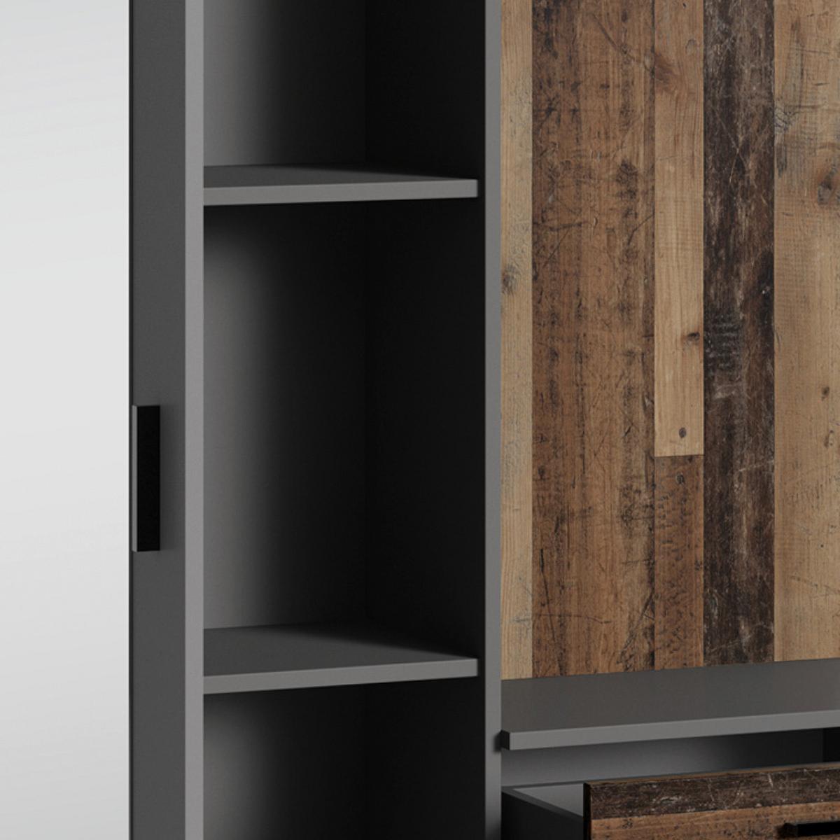 Garderobe Jakob Alteiche Dekor/anthrazit B: 97 Cm - Alteiche/Anthrazit, MODERN, Holzwerkstoff (97/195/30cm) - MID.YOU