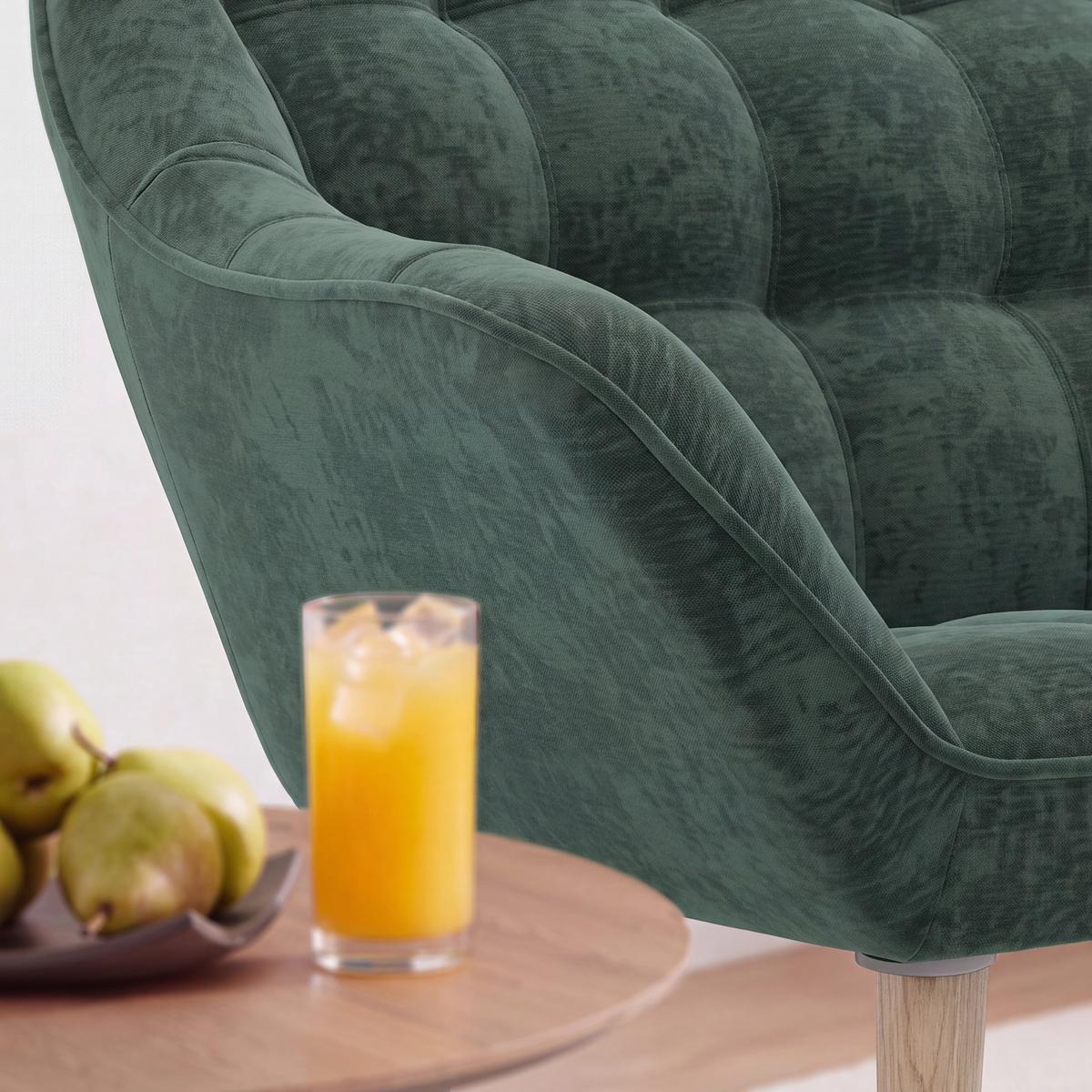 Dvoumístná pohovka MONIQUE, zelená žinylka - zelená/přírodní barvy, Moderní, kov/dřevo (126/74/76cm) - Bessagi Home