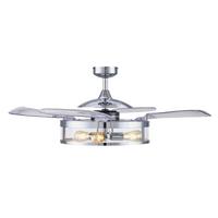 Deckenventilator Fanaway Chrom 4 Flügel, Led-Leuchte - Chromfarben/Transparent, Basics, Kunststoff/Metall (122/41cm) - P & B