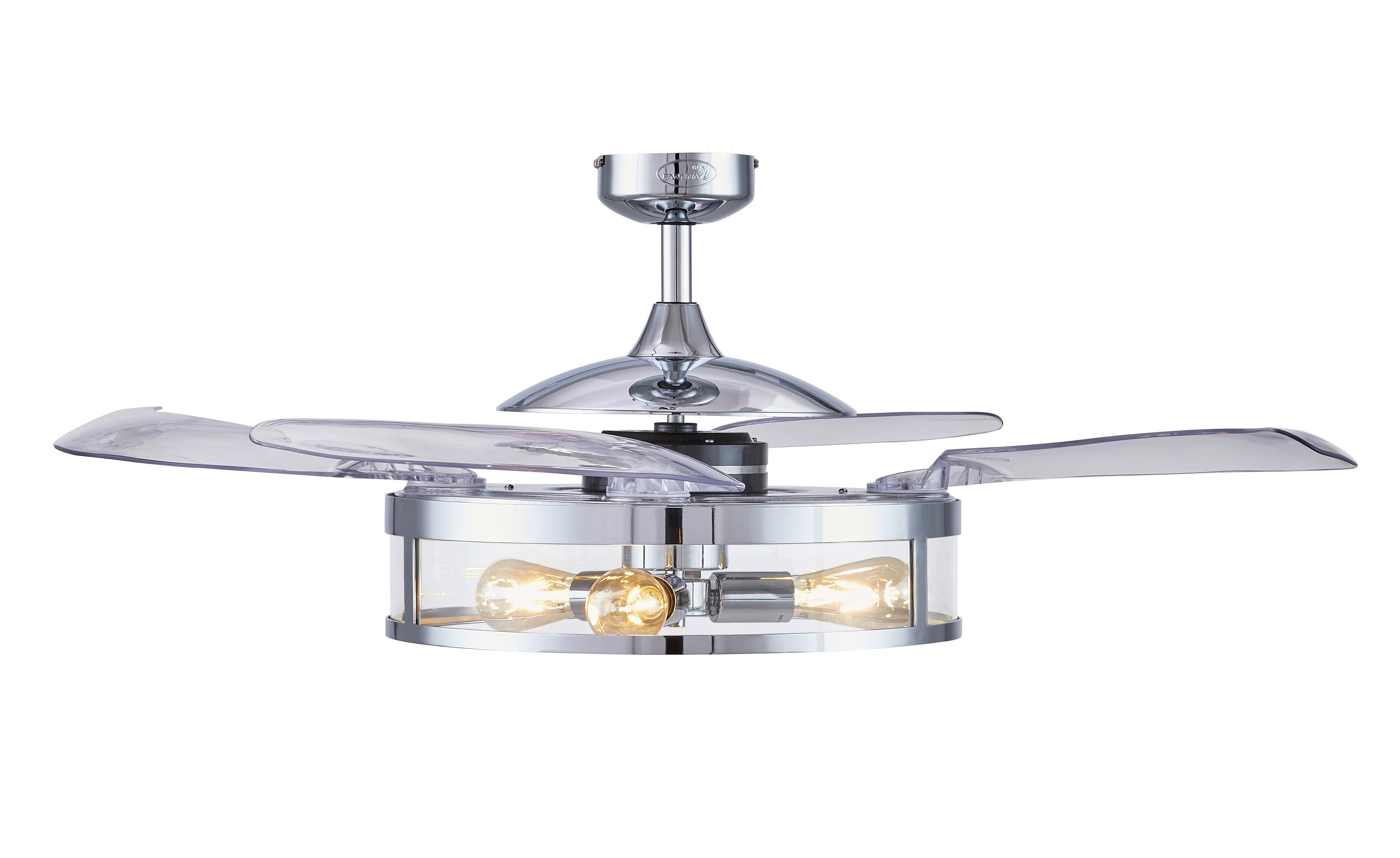 Deckenventilator Fanaway Chrom 4 Flügel, Led-Leuchte