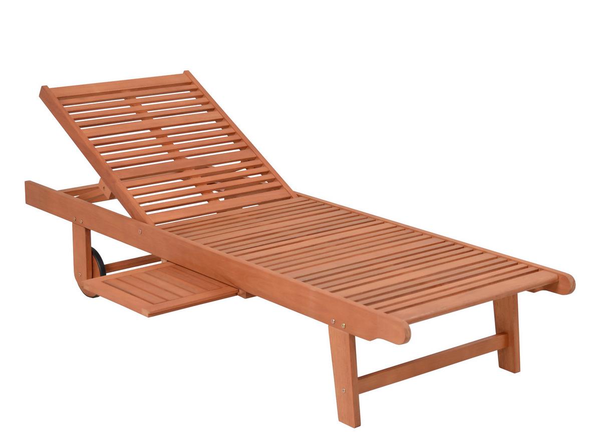 Sonnenliege San Diego - Beige/Braun, Basics, Holz/Textil (64/89/83cm) - Gardenson