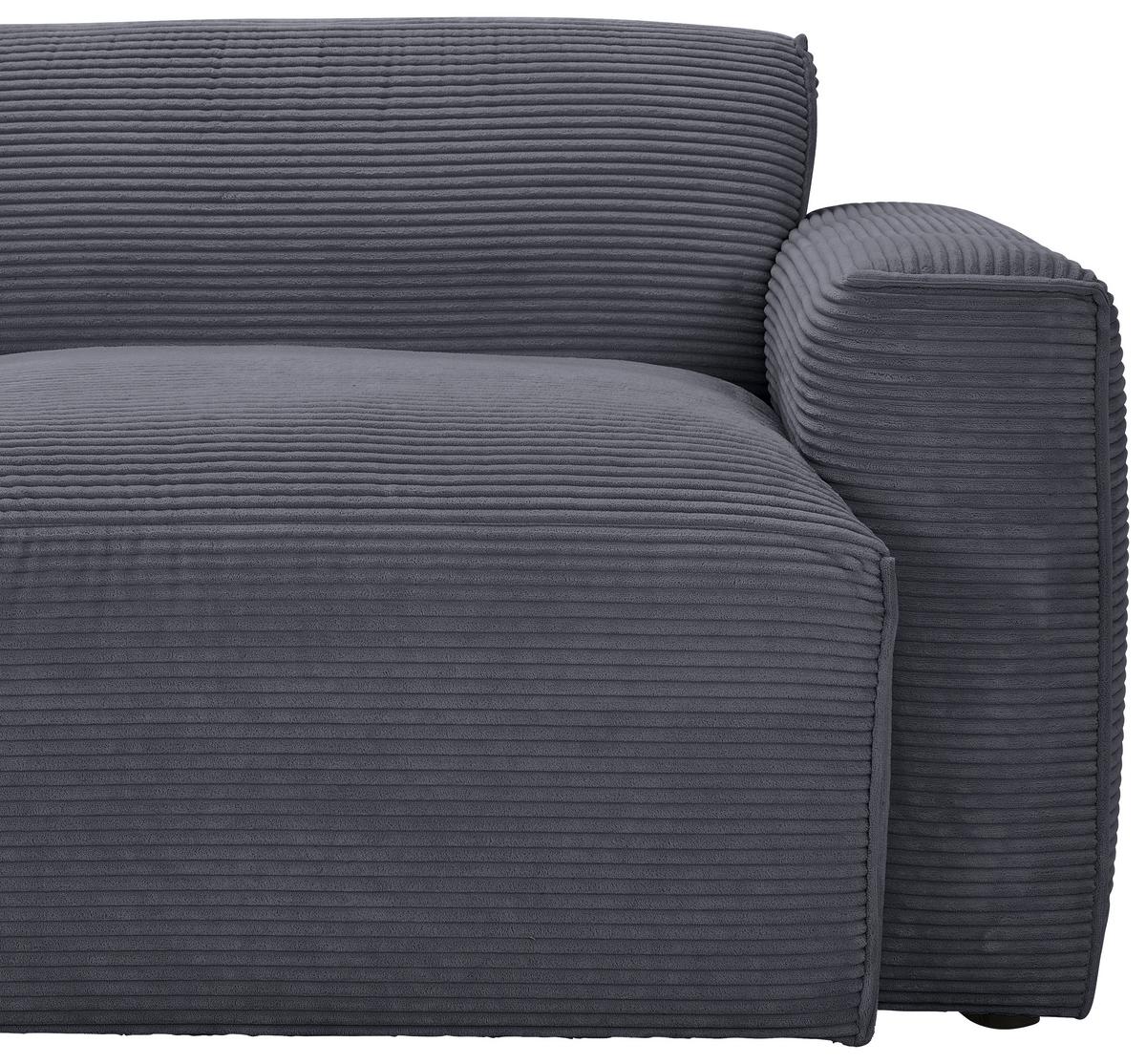 Ecksofa mit Zierkissen Pearl Graphitfarben 196x303 cm - Schwarz/Graphitfarben, Design, Textil (196/303cm) - Livetastic