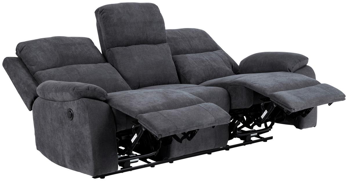 3-sitzer-sofa Mora Mit Relaxfunktion Dunkelgrau - Dunkelgrau/Schwarz, KONVENTIONELL, Textil (196,5/98/95cm) - MID.YOU