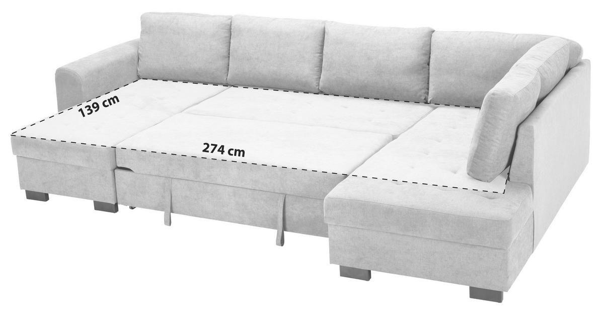 Wohnlandschaft mit Bettkasten Malte Grün - Schwarz/Grau, MODERN, Textil (155/305/178cm) - Luca Bessoni