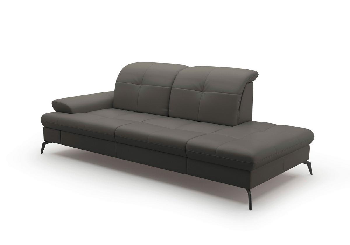 Récamiere Amica E, Mokka B: 231 Cm - Schwarz/Mokka, KONVENTIONELL, Leder/Textil (231/90/122cm) - Sit & More