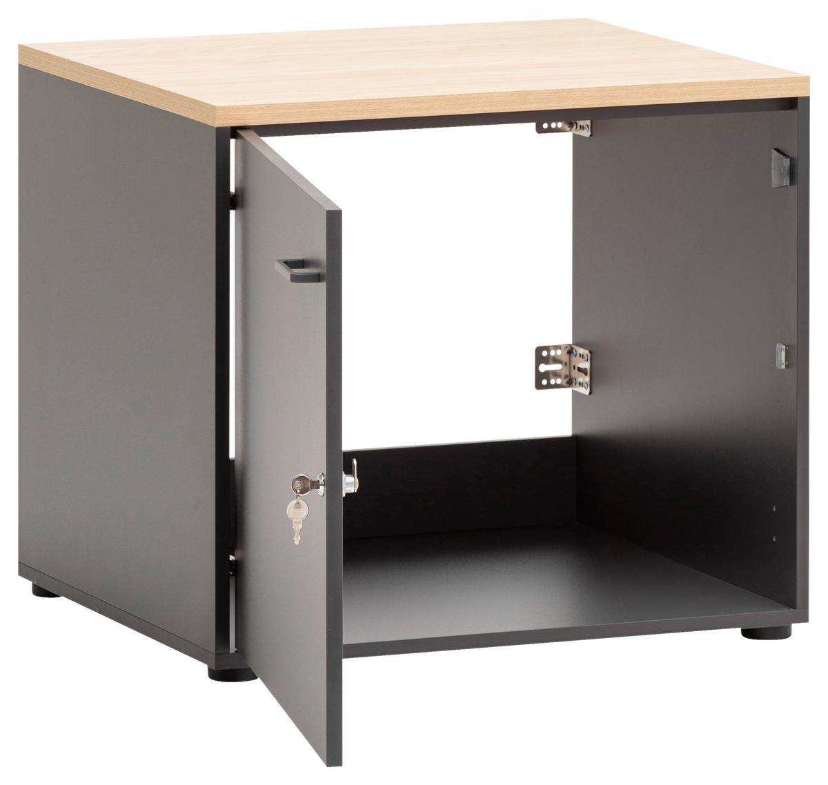 Mehrzweckschrank Anthrazit/eichefarben B:67,1cm - Eichefarben/Anthrazit, MODERN, Holzwerkstoff (67,1/60/60cm) - MID.YOU
