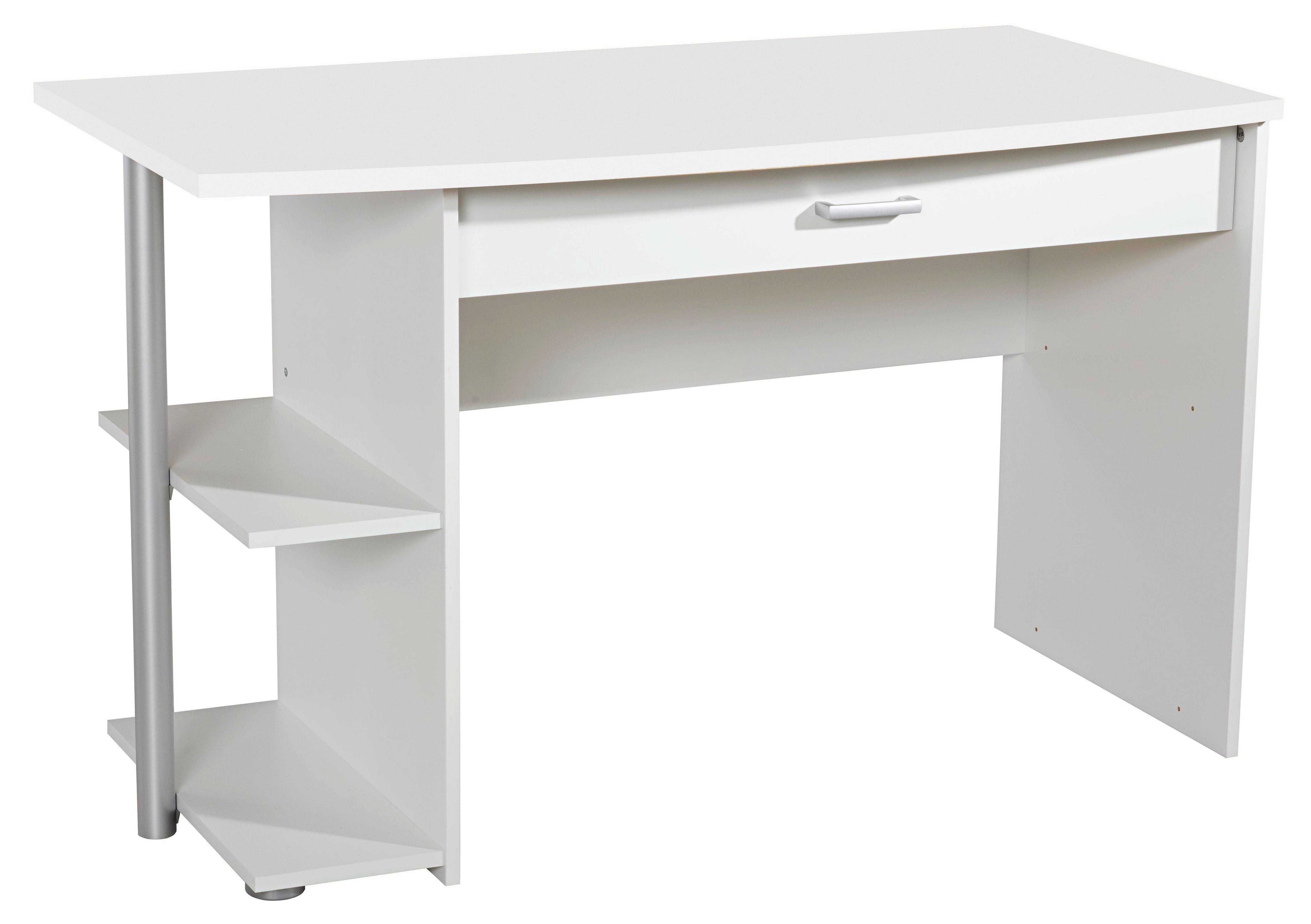 Psací Stůl Point Bílá - bílá/barvy hliníku, Moderní, kompozitní dřevo/plast (120/64/75cm) - MID.YOU