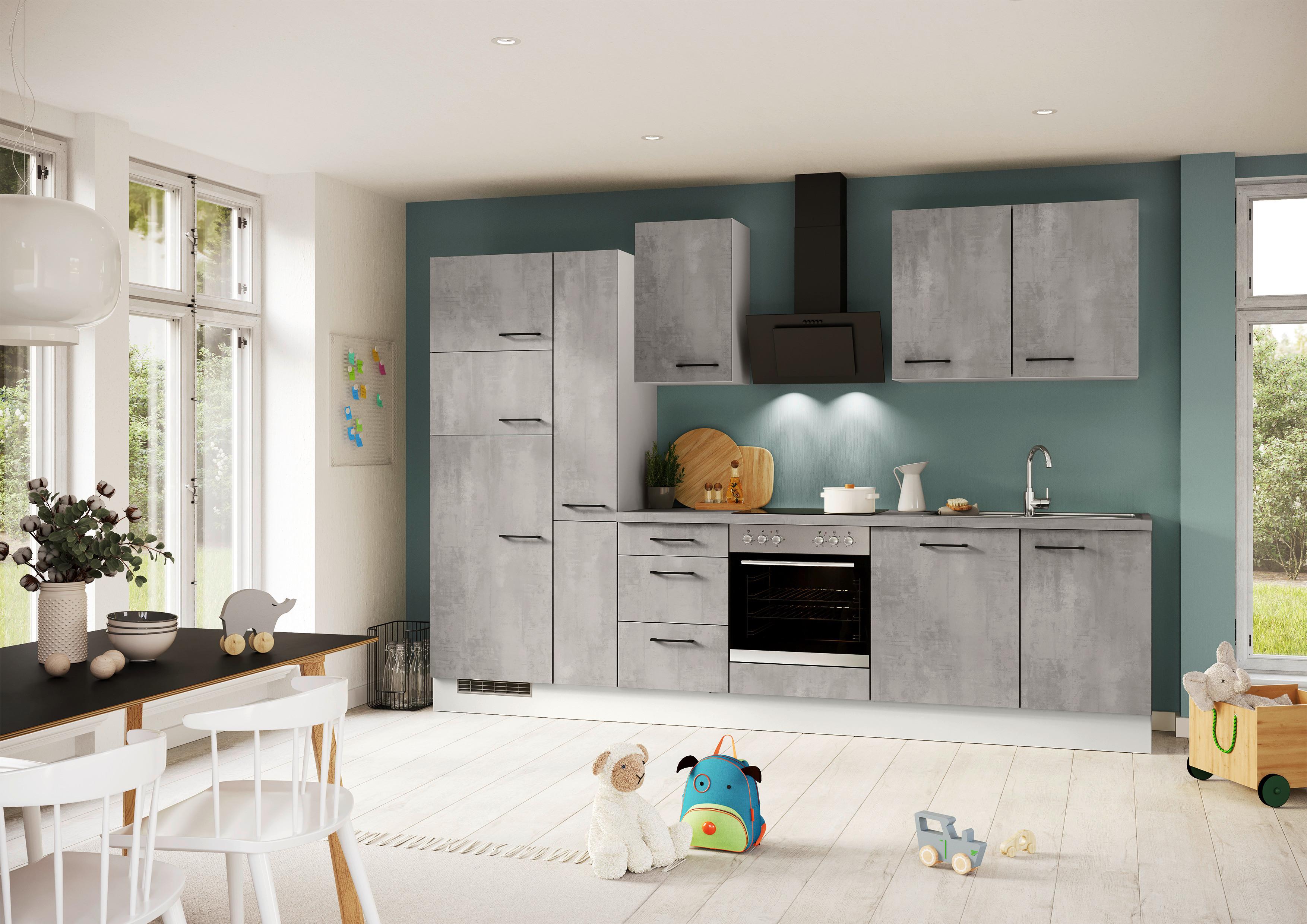 Küchenblock Ip120 Weiß/grau B: 310 Cm - Eichefarben/Weiß, Trend, Holzwerkstoff (310cm) - Impuls