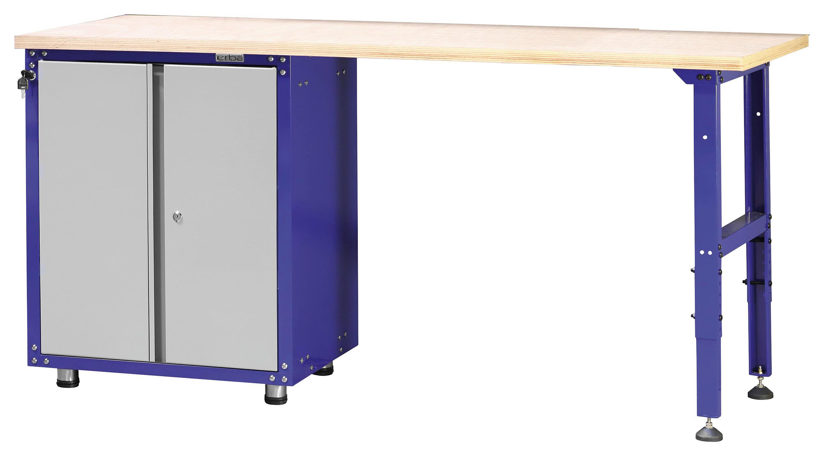 Werkbankset Xs 200,5 cm Grau/blau - Blau/Grau, KONVENTIONELL, Holz/Metall (200,5/88/60cm) - Erba