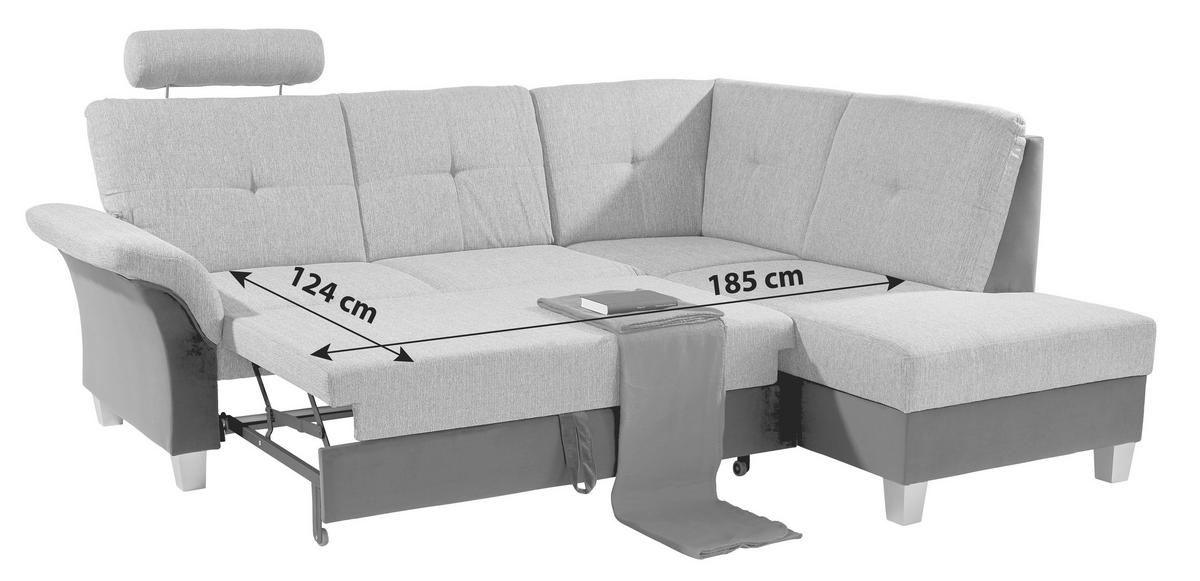 Sarokkanapé Portland - világosszürke/grafitszürke, Konventionell, textil (245/196cm) - Ondega