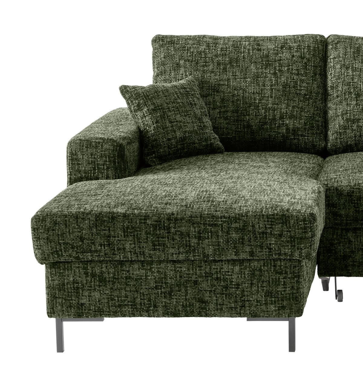 Eckschlafsofa Zona, D. Grün S: 143x237 Cm - Dunkelgrün/Schwarz, KONVENTIONELL, Textil (143/237cm) - Livetastic