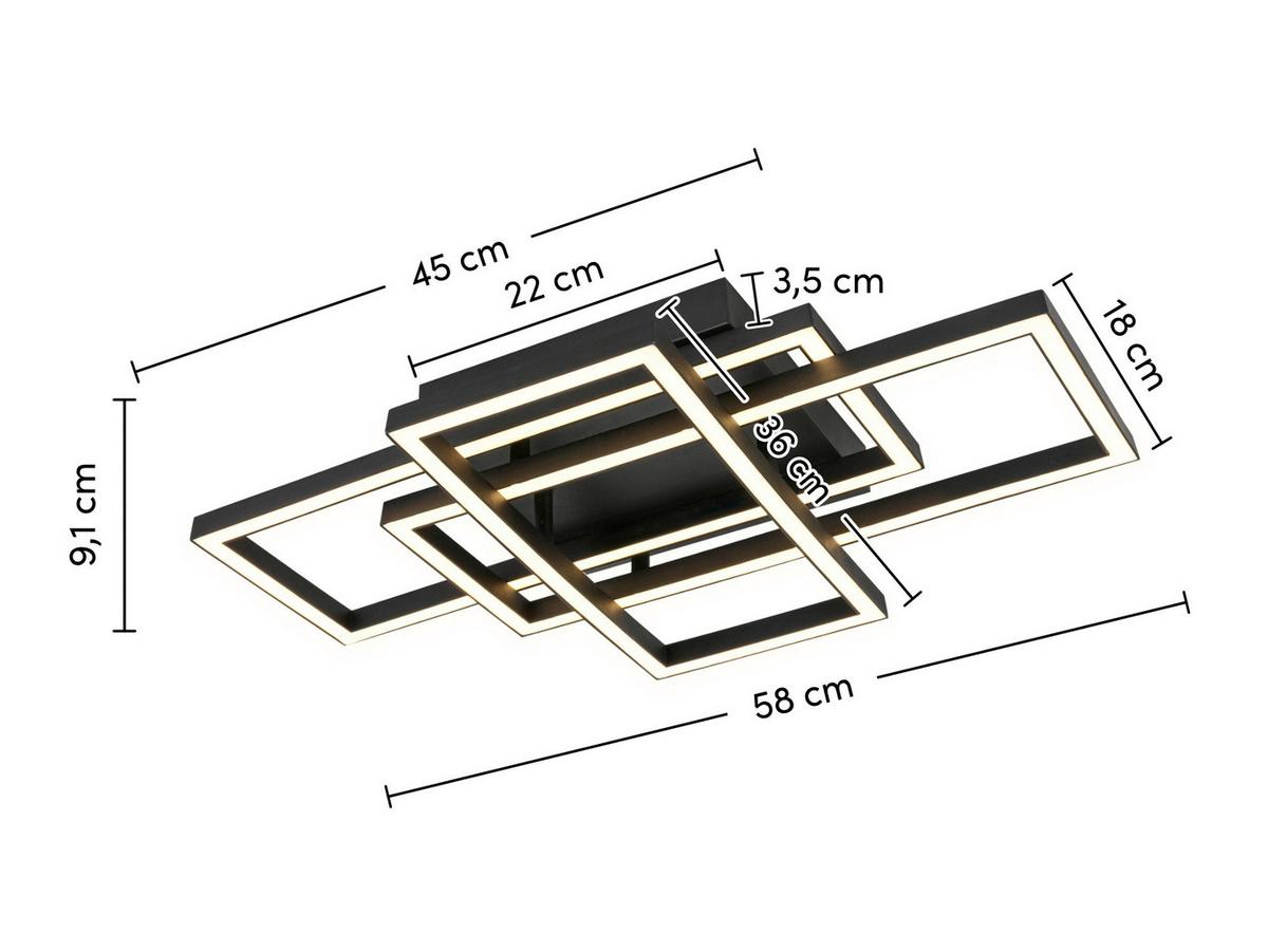 Led Mennyezeti Lámpa Savi - fekete/fehér, Modern, műanyag/fém (36/58/9,1cm) - Luca Bessoni
