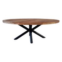 Esstisch Industrial Round - Schwarz/Braun, Natur, Holz/Metall (160/90/77cm) - MID.YOU