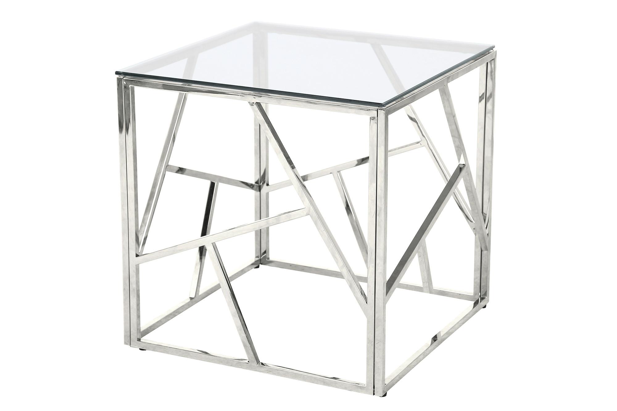 Beistelltisch Silberfarben B: 55 cm - Klar/Silberfarben, Design, Glas/Metall (55/55/55cm) - Livetastic
