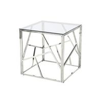 Beistelltisch Silberfarben B: 55 cm - Klar/Silberfarben, Design, Glas/Metall (55/55/55cm) - Livetastic