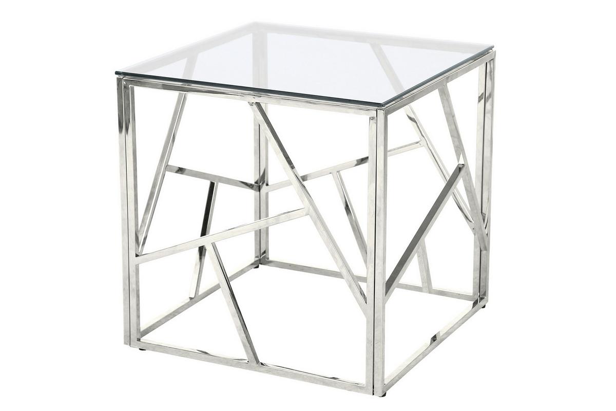 Beistelltisch Silberfarben B: 55 cm - Klar/Silberfarben, Design, Glas/Metall (55/55/55cm) - Livetastic