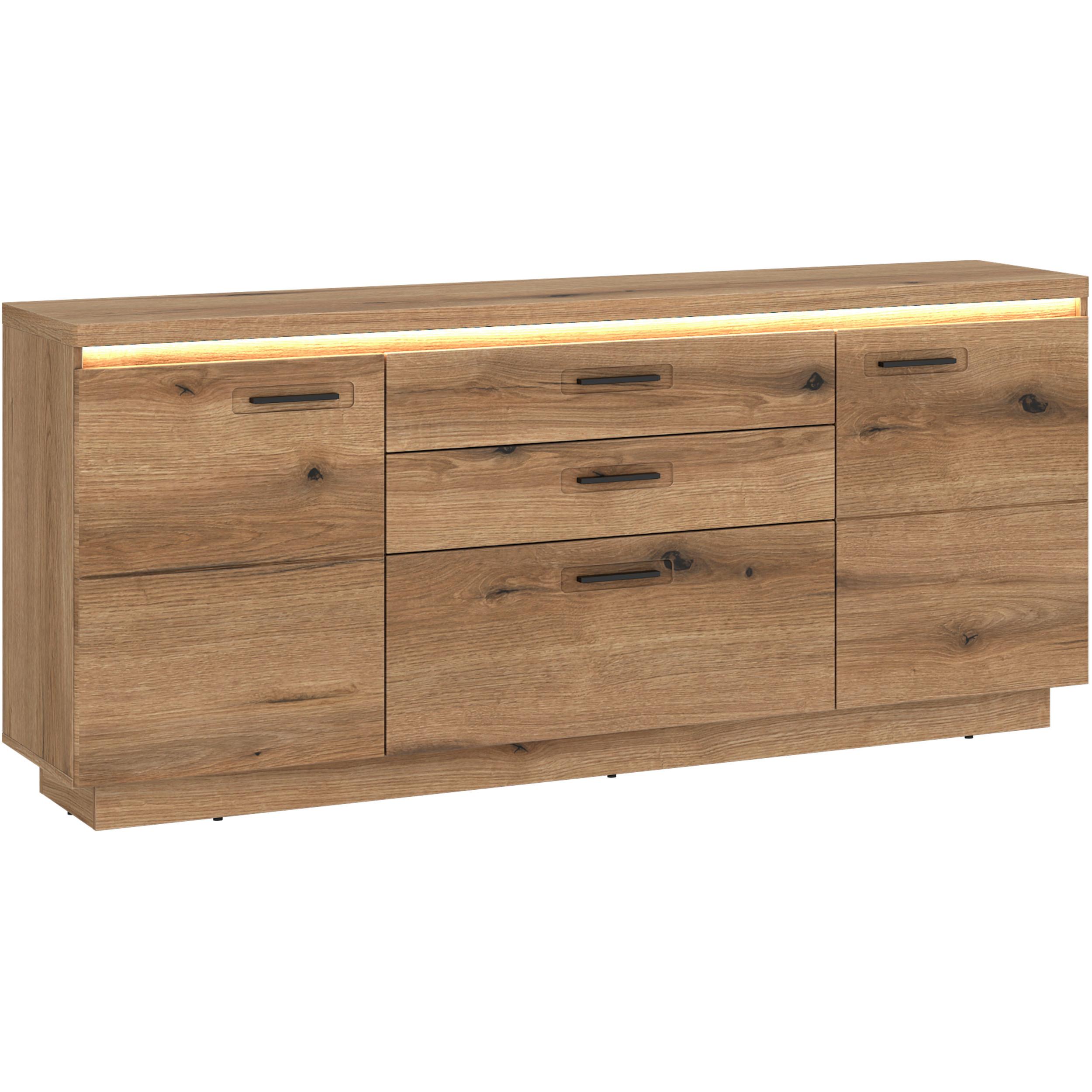 SIDEBOARD Molina Eiche Dekor B: 180cm - Eichefarben/Schwarz, Basics, Holzwerkstoff (180/80,7/44,6cm)