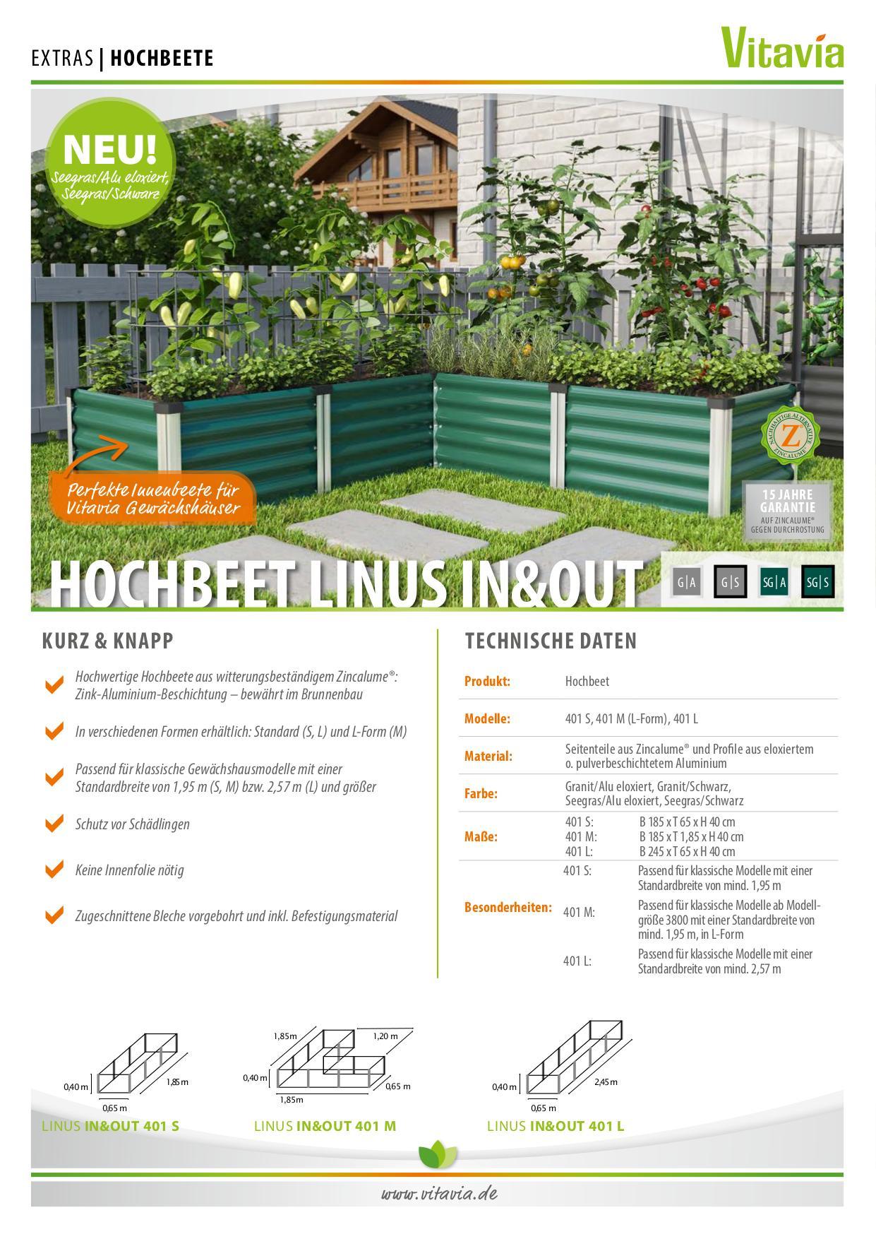 Hochbeet Stahl Linus In & Out Bxhxt: 65x40,3x245 Cm Anthrazit - Anthrazit/Alufarben, Basics, Metall (65/40,3/245cm)