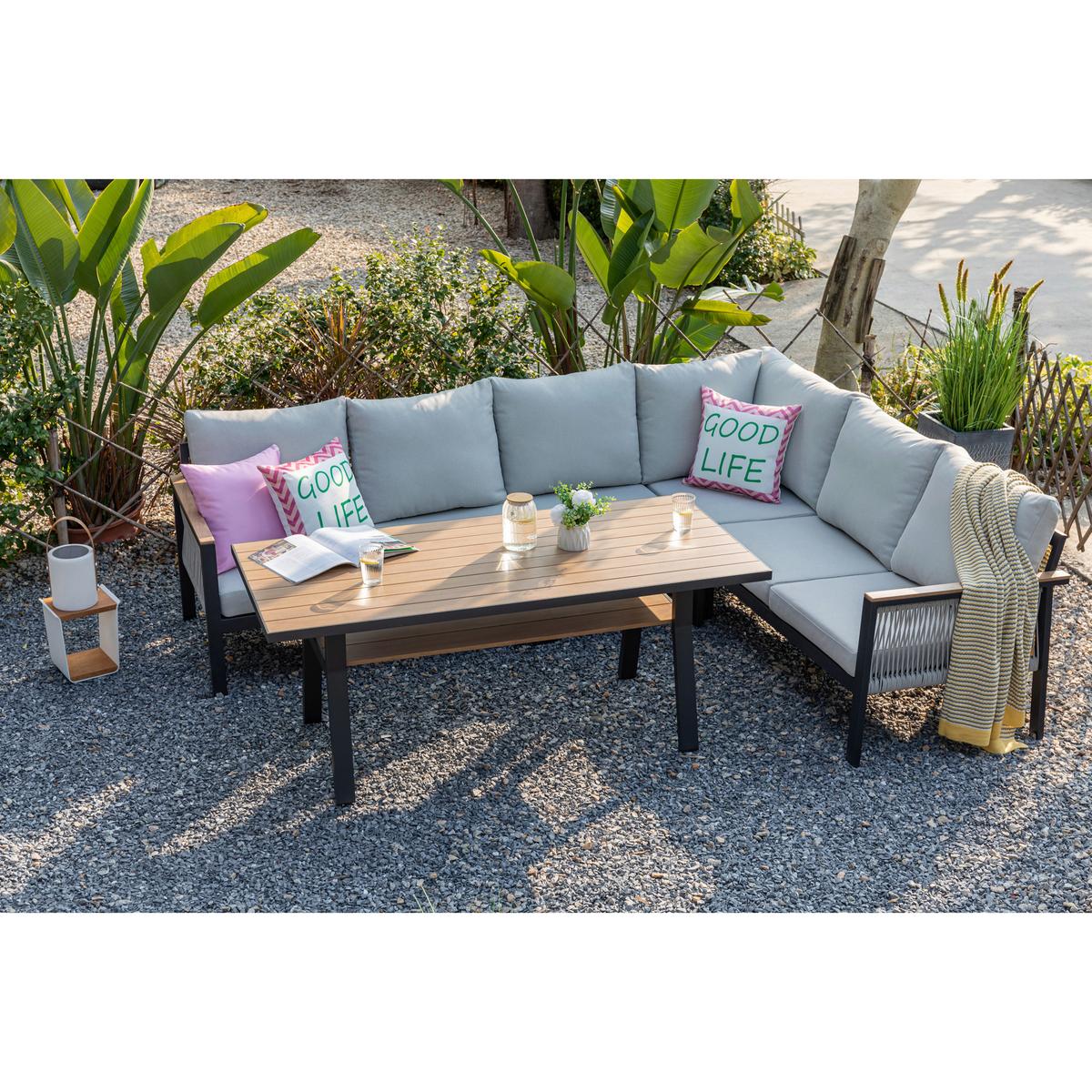 DINING-LOUNGESET CANORA - Ecru/Anthrazit, MODERN, Textil/Metall - Gardenson