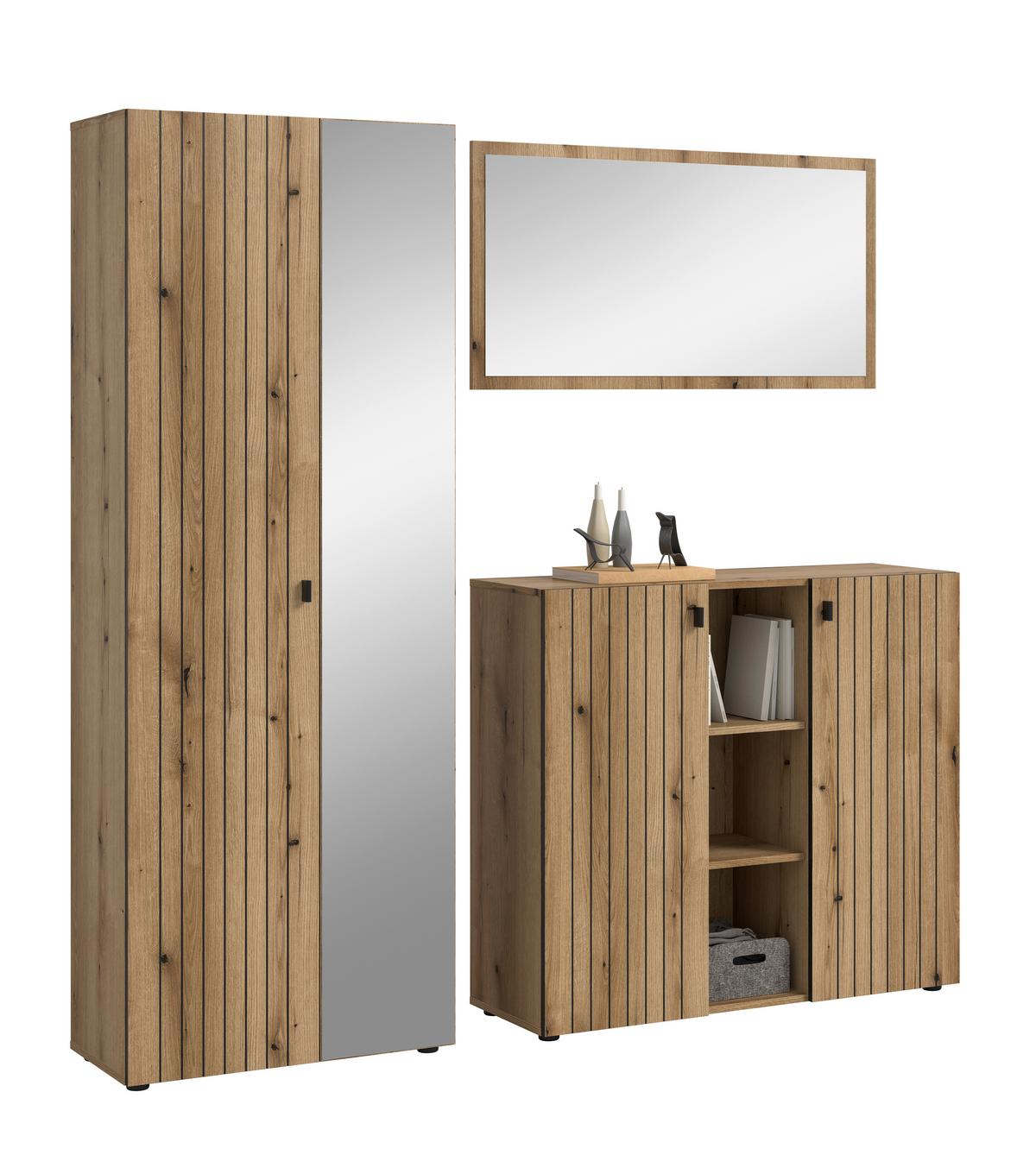 Garderobe Station Eiche Dekor B: 191cm - Eichefarben, Design, Holzwerkstoff (191/192/37cm) - MID.YOU