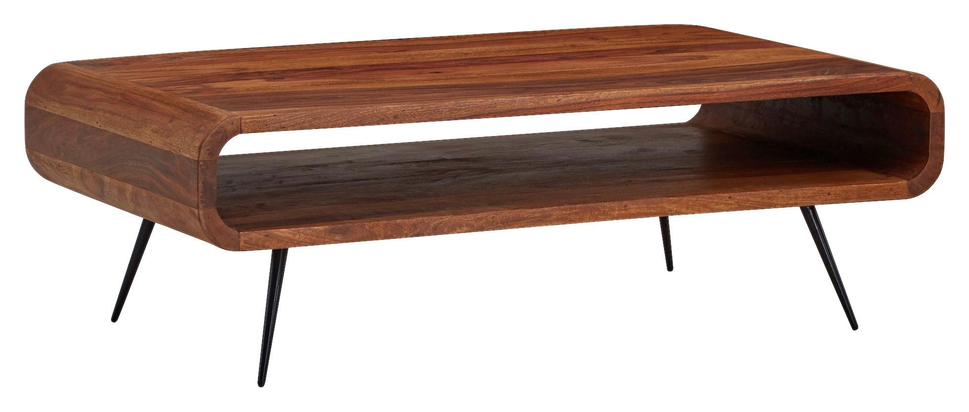 Konferenční stolek z masivního dřeva š: 90cm - černá/barvy sheesham, Moderní, kov/dřevo (90/55/30cm) - MID.YOU