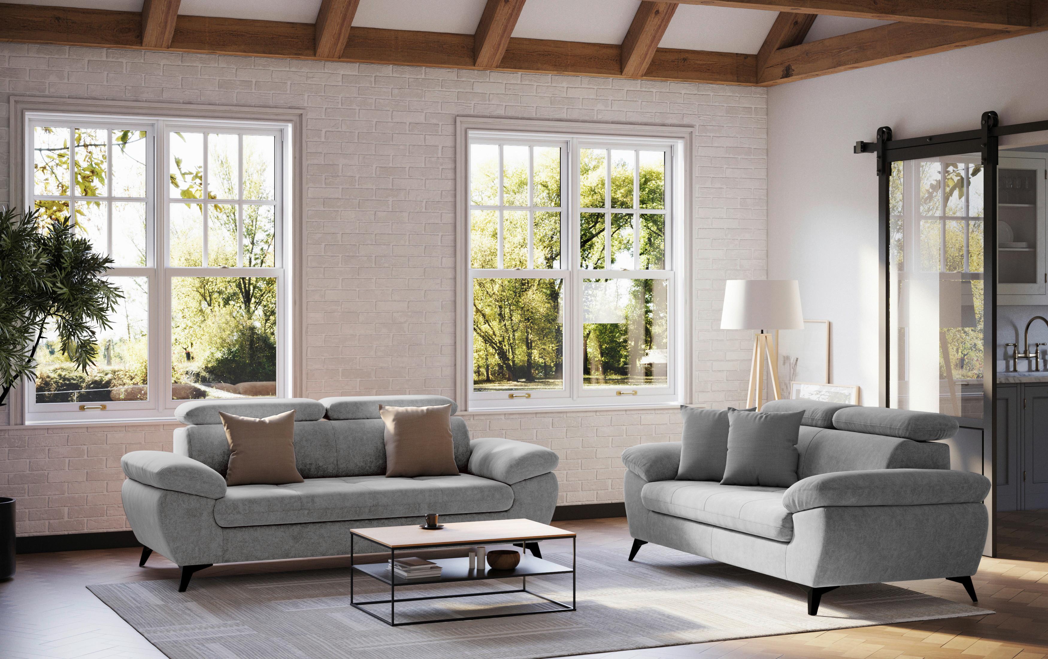 2-Sitzer-Sofa Hudson Grau B: 194 cm - Schwarz/Grau, Textil (194/84/100cm) - MID.YOU
